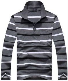 長袖正價條紋男士t恤批發(fā)便宜純棉男裝翻領價格 廠家 圖片